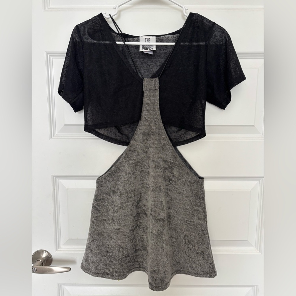 The Ragged Priest Black and Gray Layered Mini Dress